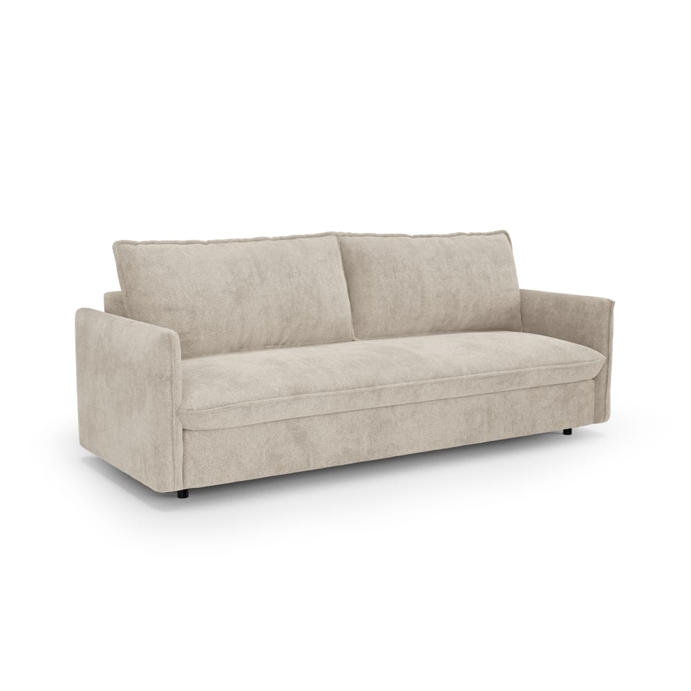 Canapé convertible express 3 places en tissu tramé beige