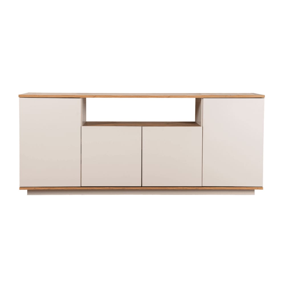 Buffet 4 portes et 1 niche centrale L180 cm - Beige