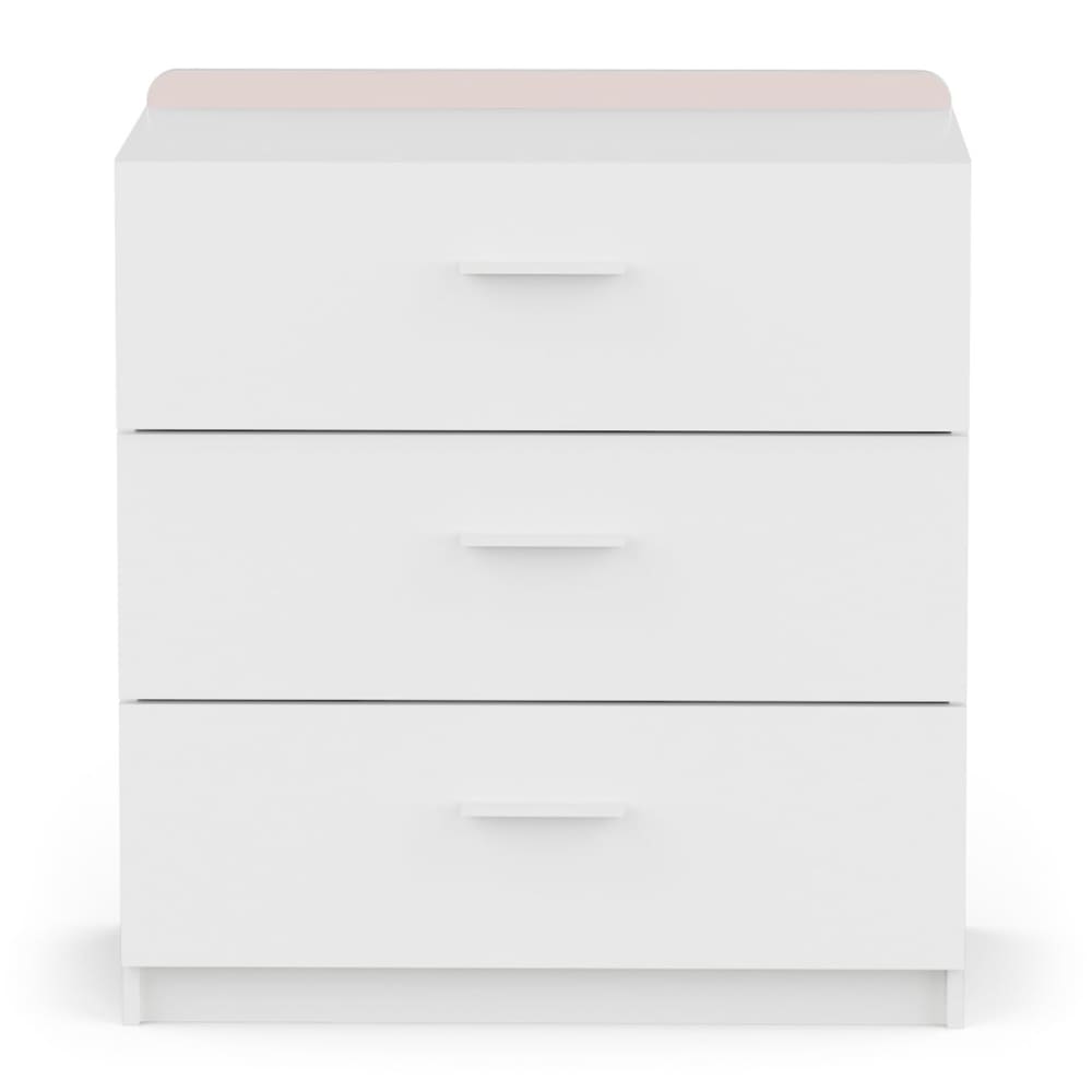 Commode 3 tiroirs blanc bleu et orange L77,2 cm