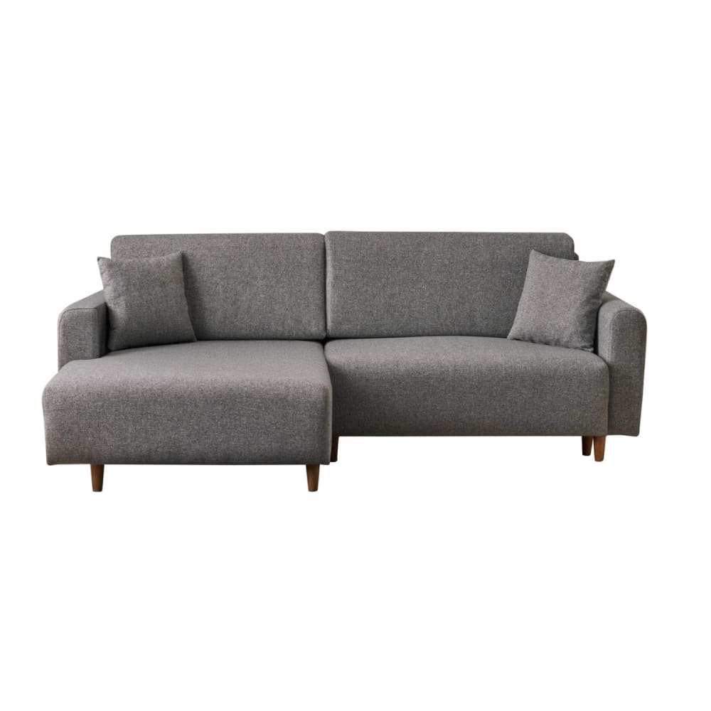 Canapé d'angle gauche convertible en tissu L246 cm - Gris