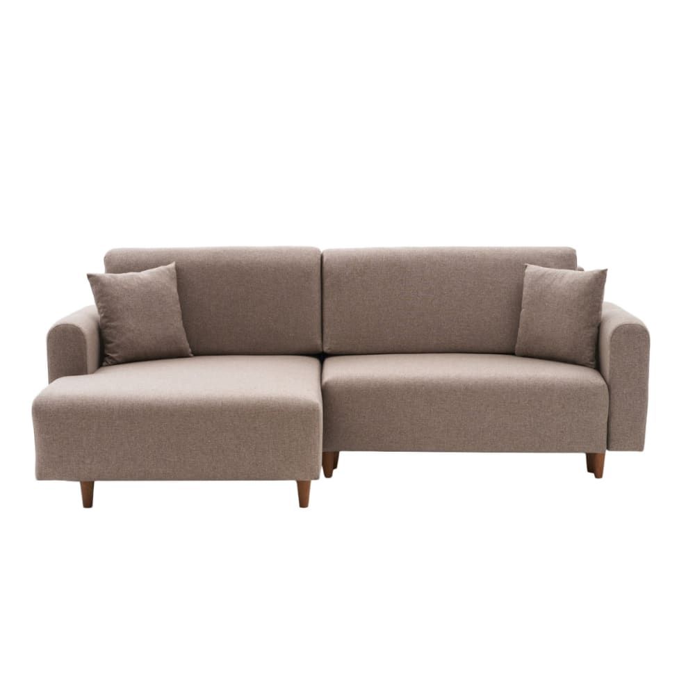 Canapé d'angle gauche convertible en tissu L246 cm - Taupe