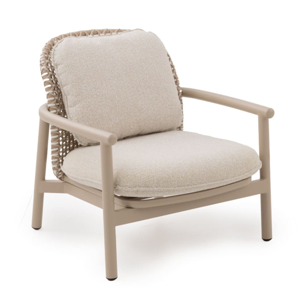 Fauteuil en aluminium et fibre synthétique bicolore avec coussins