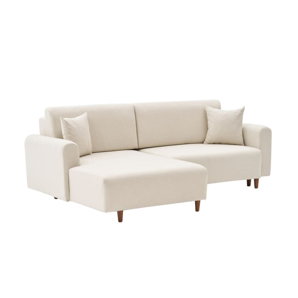 Canapé d'angle gauche convertible en tissu L246 cm - Beige