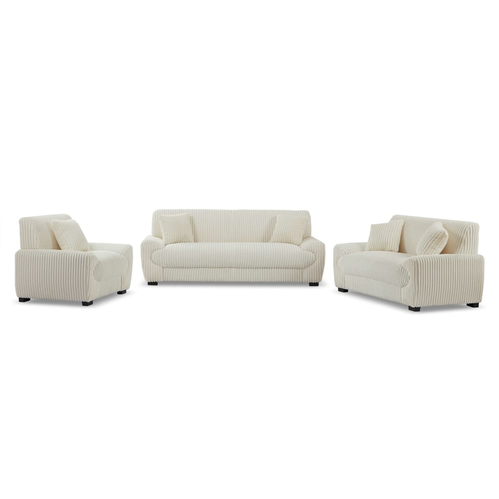 Ensemble canapés 3+2 places + fauteuil  velours côtelé beige