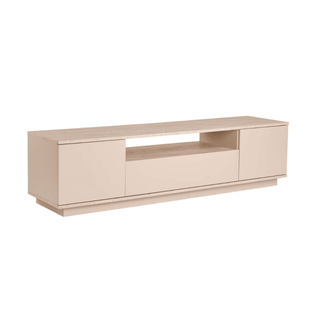 Meuble TV 3 portes 1 niche L180 cm - Beige