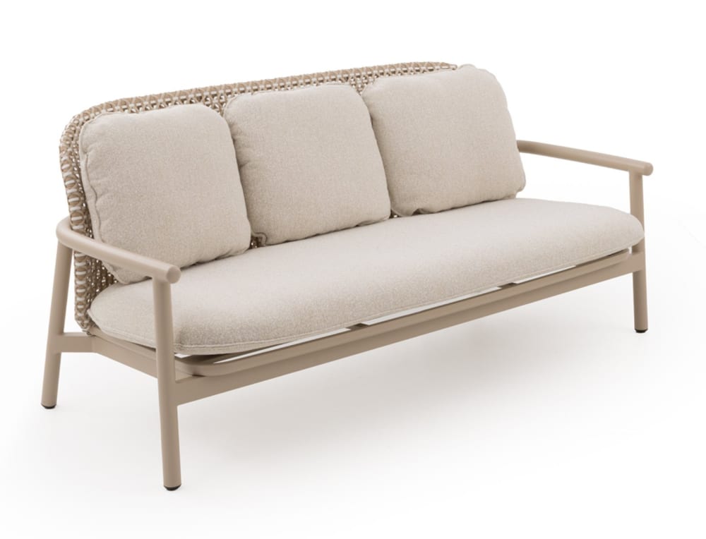 Canapé en aluminium et fibre synthétique bicolore avec coussins