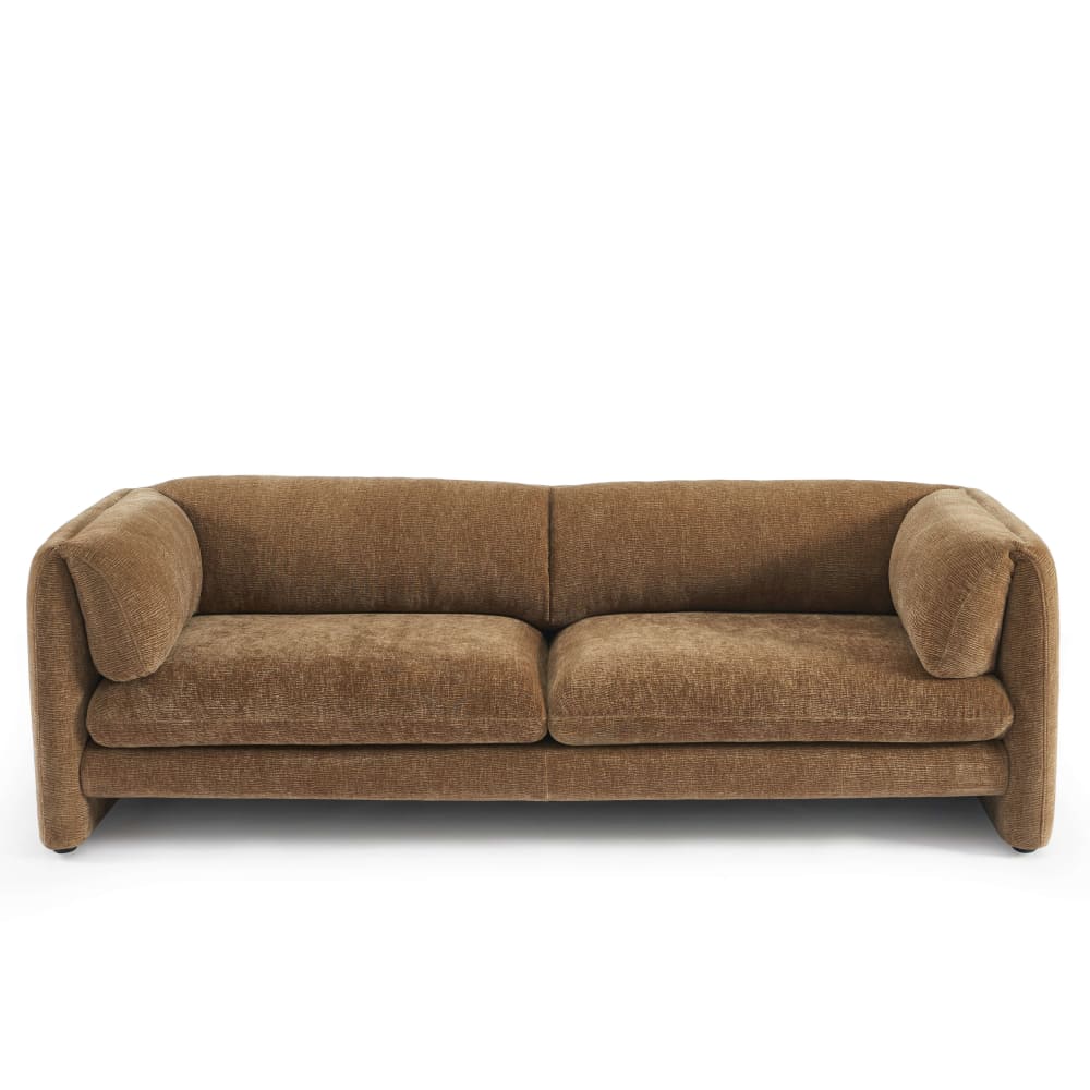 Canapé droit fixe 3 places velours texturé marron Canapé droit fixe 3 places velours texturé marron
