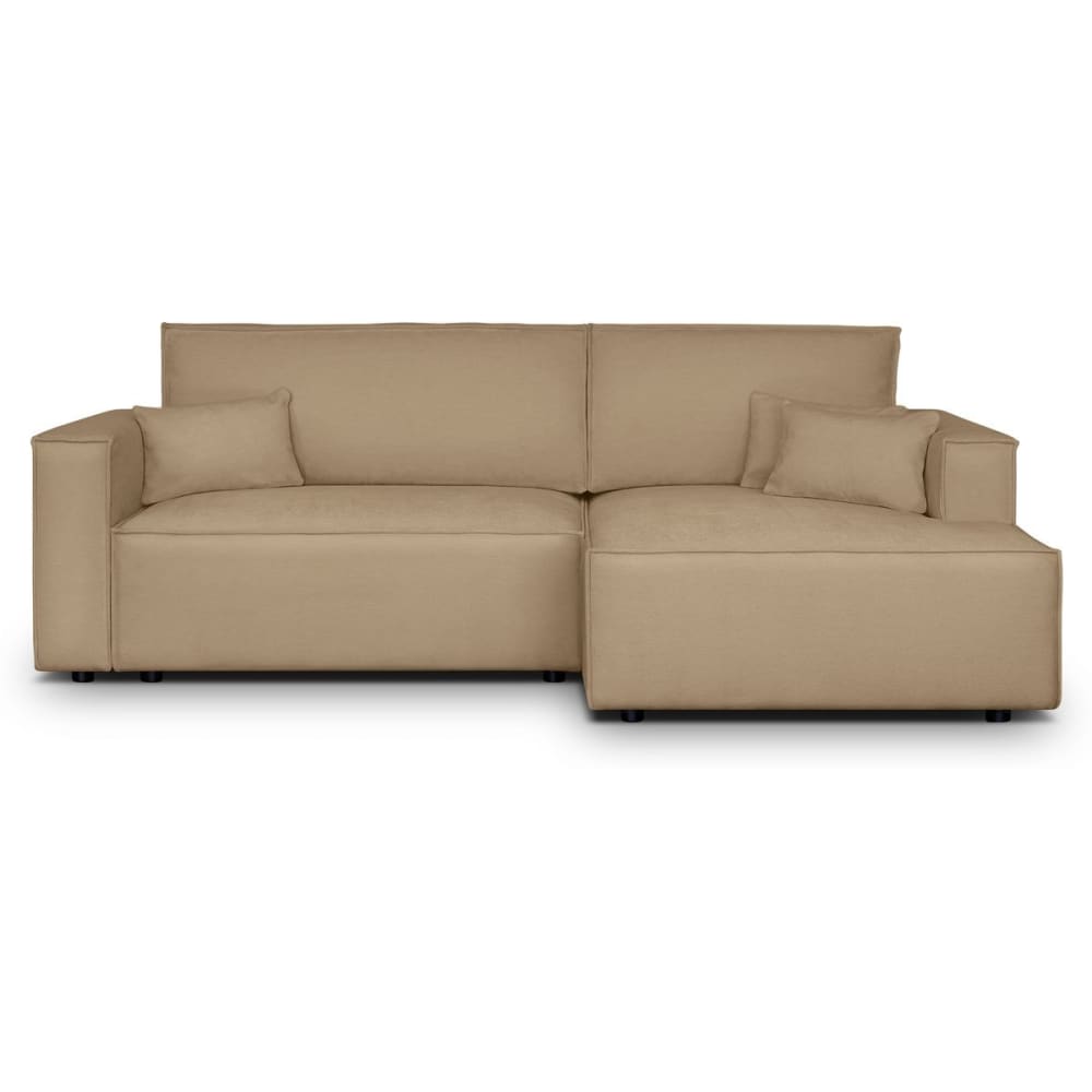 Canapé d'angle droit convertible 3 places - tissu chenille moka