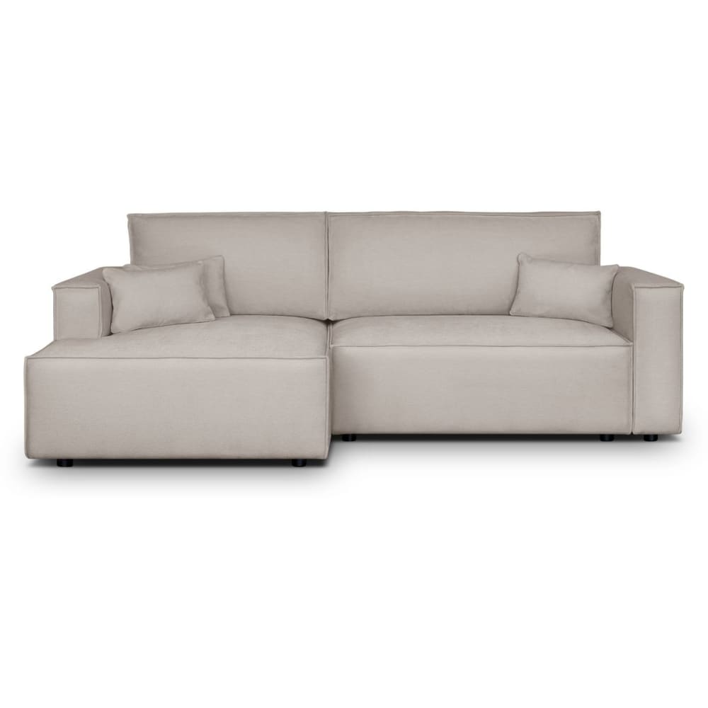 Canapé d'angle gauche convertible 3 places - tissu chenille taupe