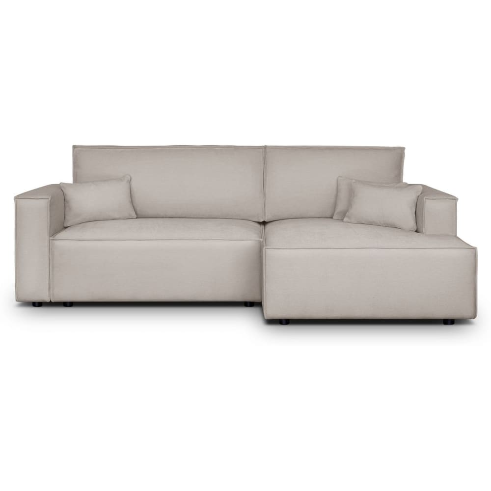 Canapé d'angle droit convertible 3 places - tissu chenille taupe