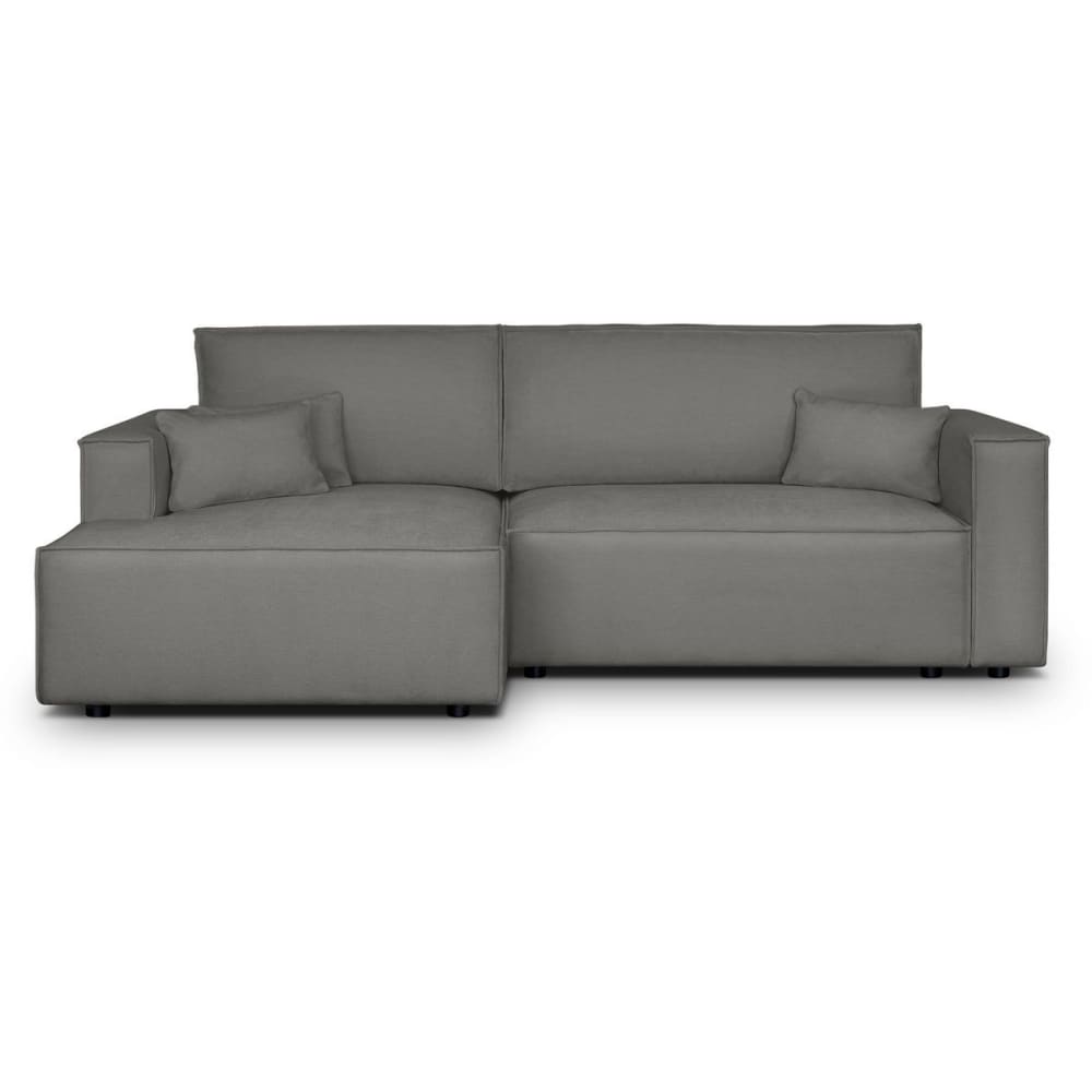 Canapé d'angle gauche convertible 3 places - tissu chenille gris