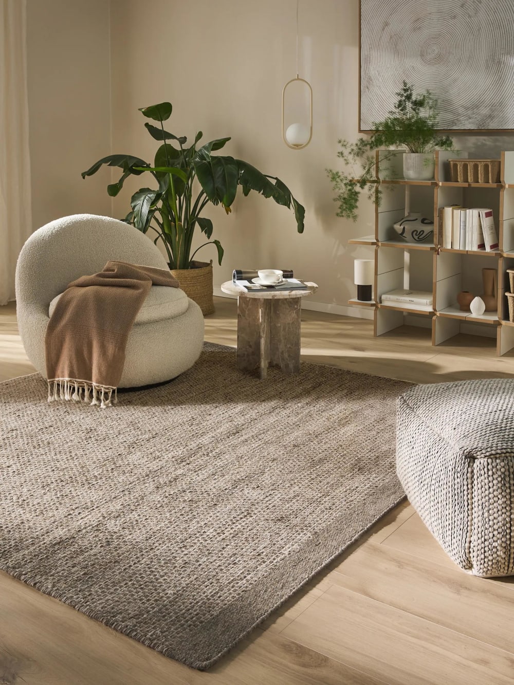 Tapis en laine taupe 200x200 cm — vue 3