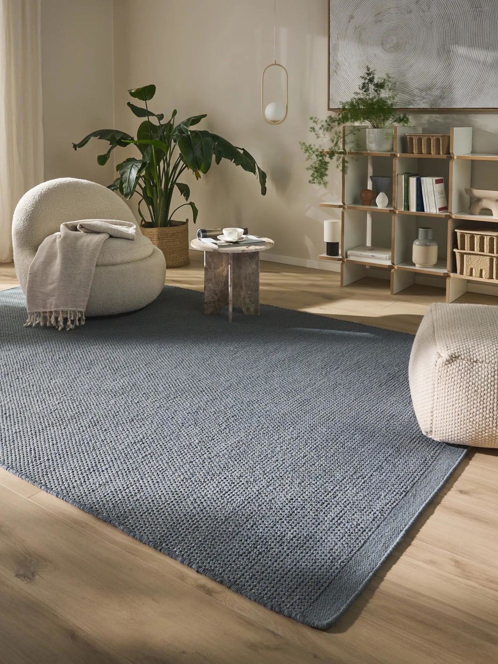 Tapis en laine bleu 200x300 cm — vue 3
