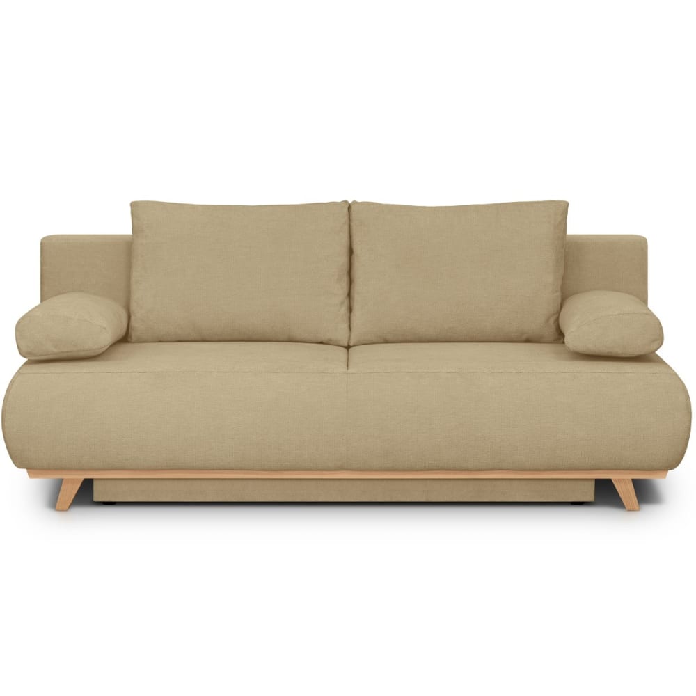 Canapé convertible 3 places avec coffre en tissu chenille miel