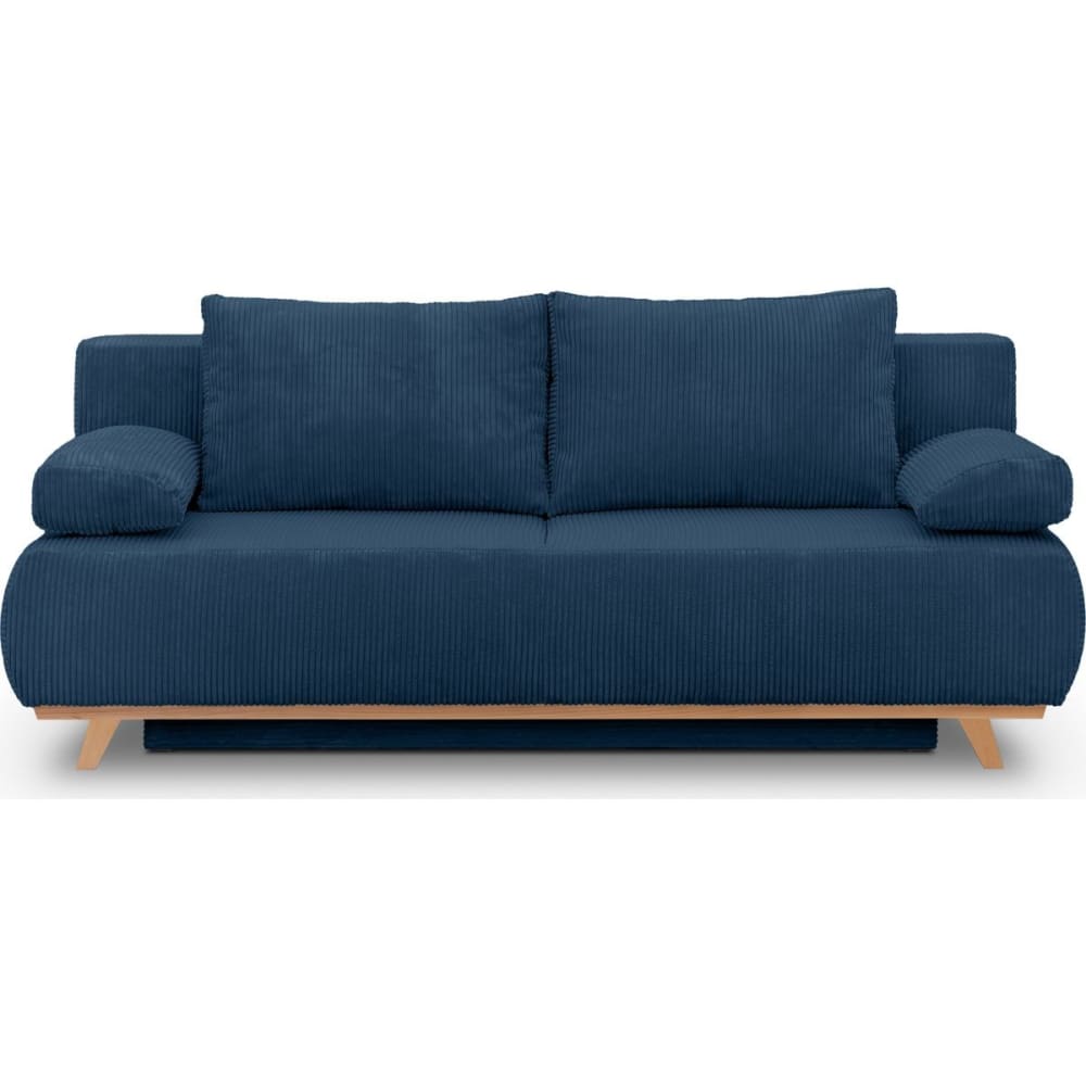 Canapé convertible 3 places avec coffre en velours côtelé bleu