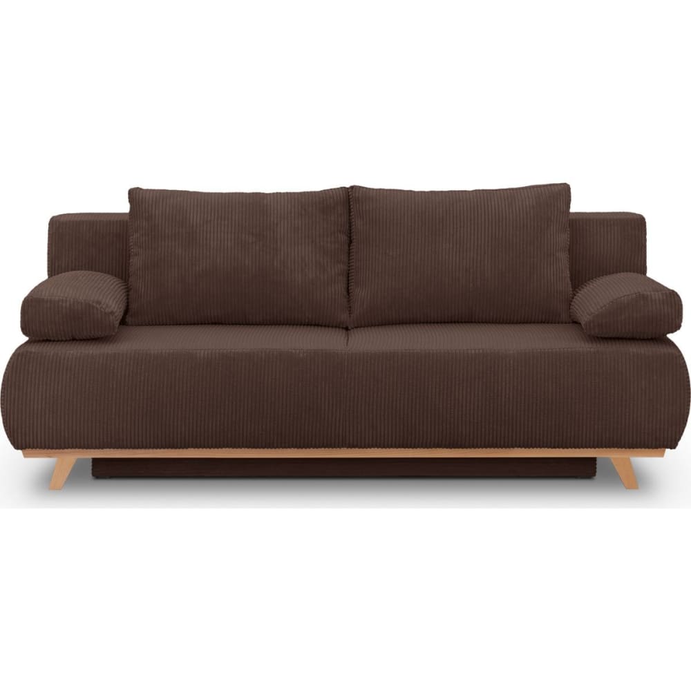 Canapé convertible 3 places avec coffre en velours côtelé moka