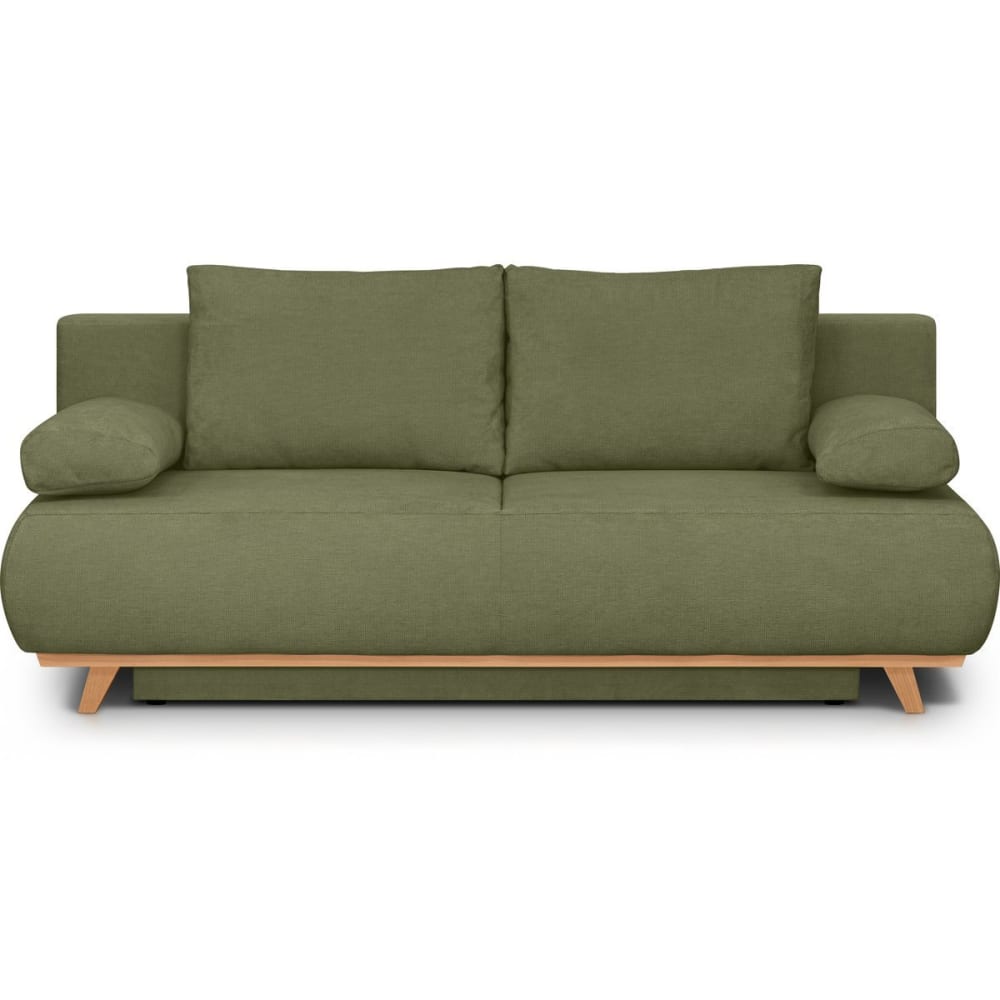 Canapé convertible 3 places avec coffre en tissu chenille vert olive