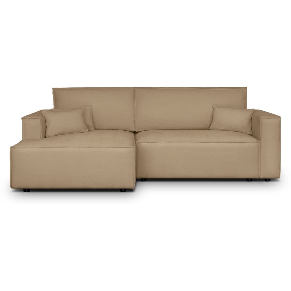 Canapé d'angle gauche convertible 3 places - tissu chenille moka