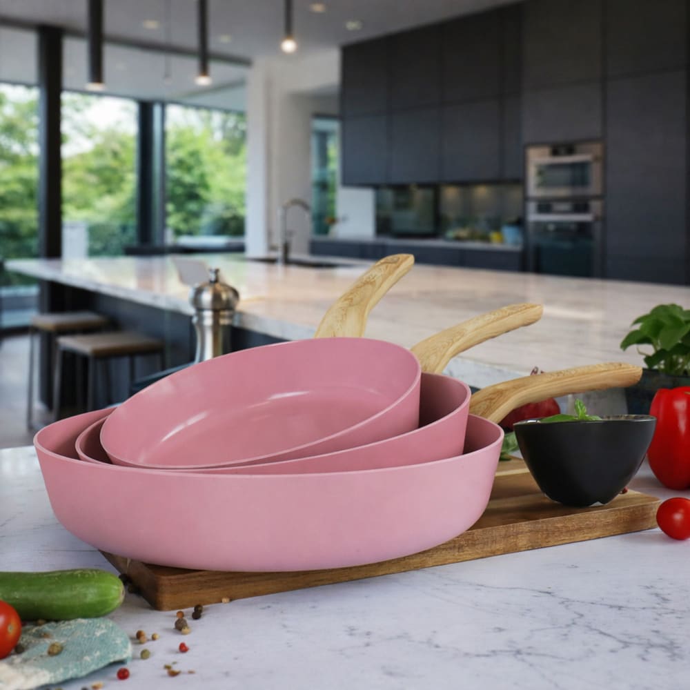 Lot de 3 poêles revêtement céramique lilas - tous feux - Maisons du Monde