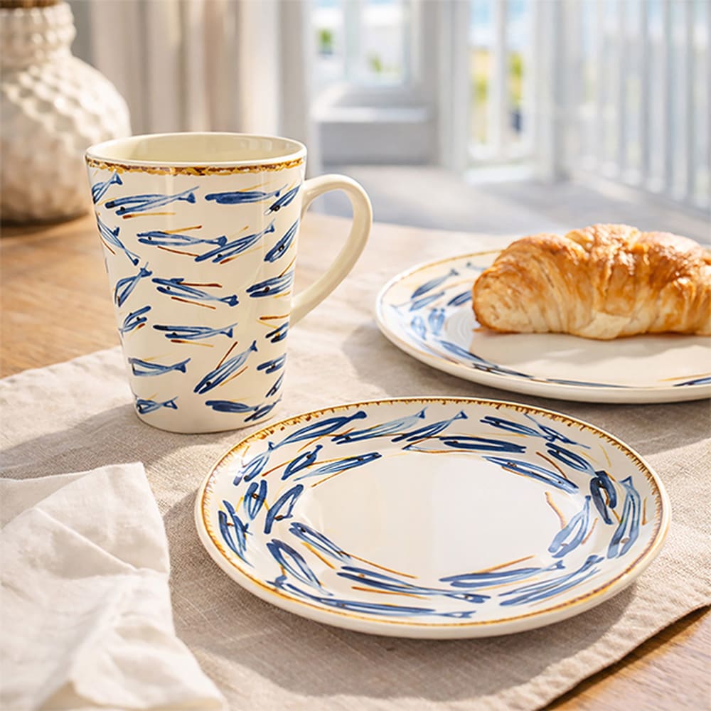 Lot de 6 mugs 36cl en grès à motif poisson - Maisons du Monde