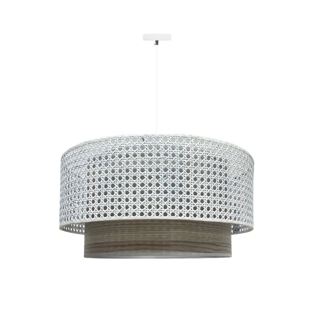 Wonderlamp Weiße Pendelleuchte mit natürlichem Rattan style landhaus Weiß Naturfasern