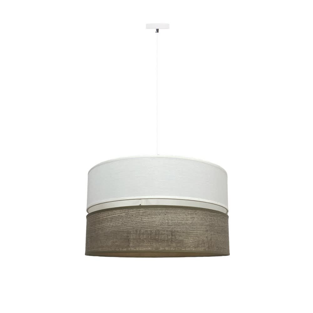 Wonderlamp Deckenleuchte grau/weiß, 1-flammig, Naturstil style landhaus Braun Stoff