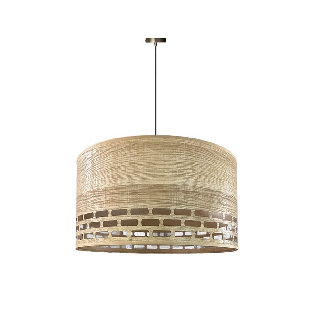 Wonderlamp Pendelleuchte aus Stoff in heller Holzoptik, naturfarben style landhaus Braun Stoff