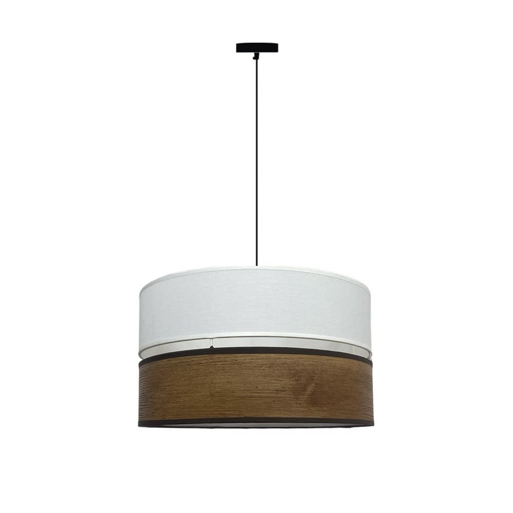 Wonderlamp Pendelleuchte aus Stoff in dunkler Holzoptik, 1-flammig style landhaus Braun Stoff