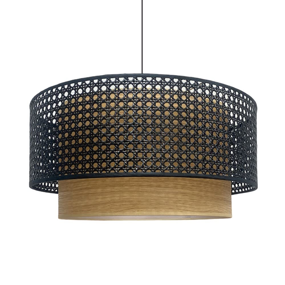 Pendelleuchte, 1-flammig, Schwarz und Rattan - Maisons Du Monde