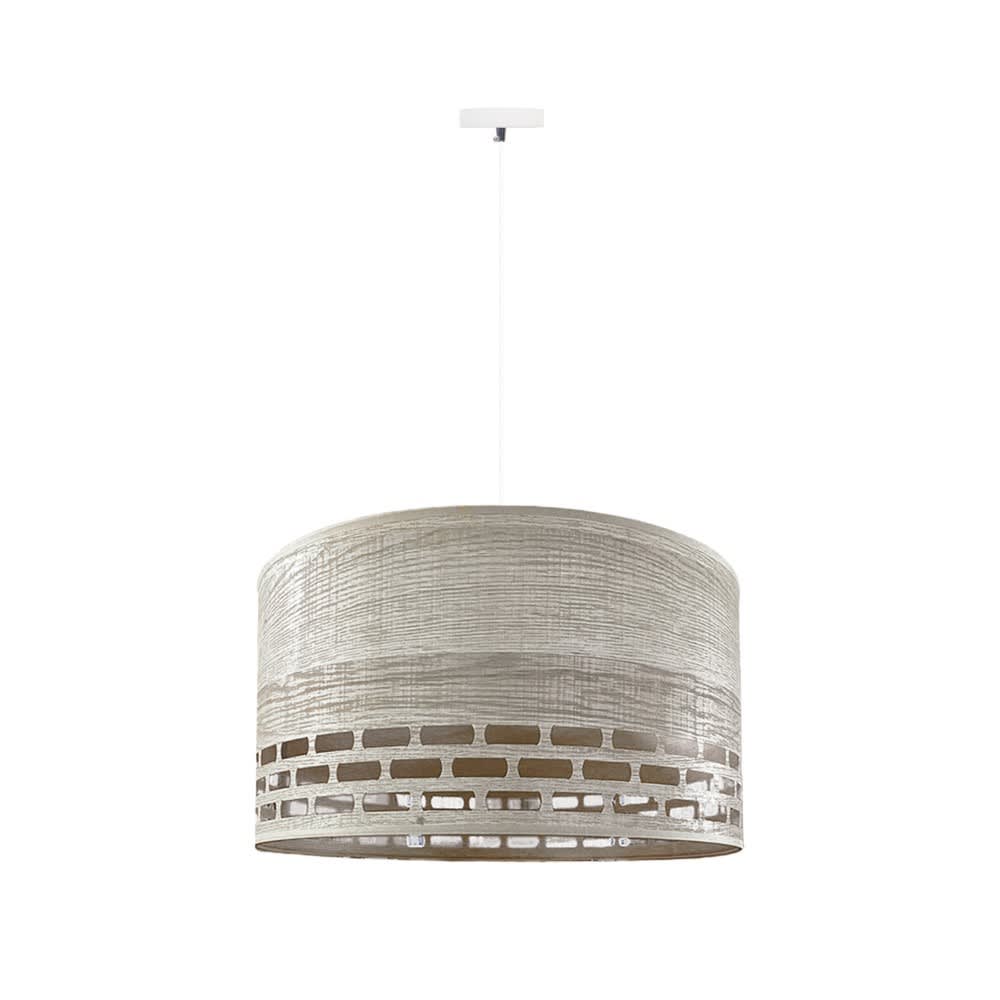 Wonderlamp Graue Deckenleuchte mit naturfarbener Stoffbespannung style landhaus Grau Stoff