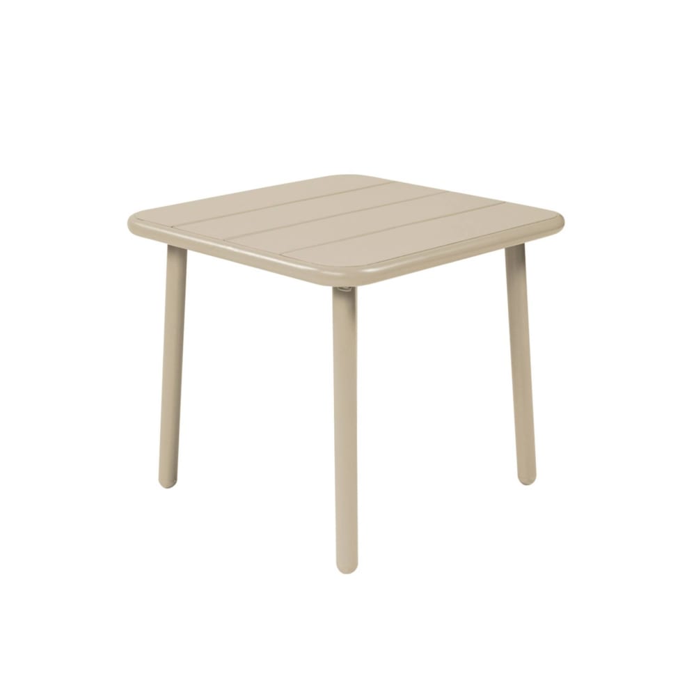 Table basse de jardin carrée acier 45cm beige