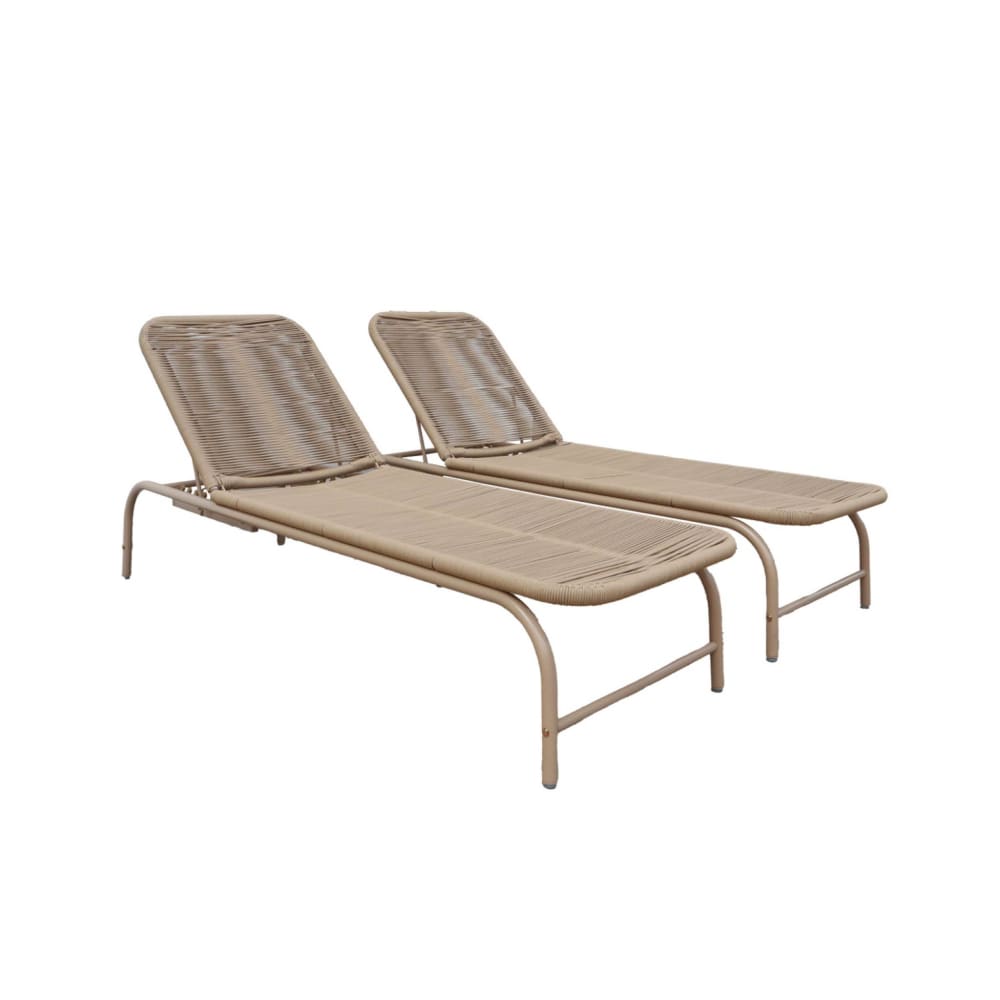 Lot de 2 bains de soleil acier et cordage multi positions beige