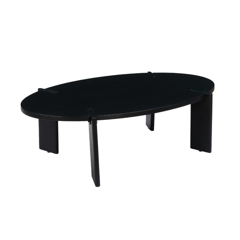 Table basse ovale en bois de manguier massif 120 cm noir