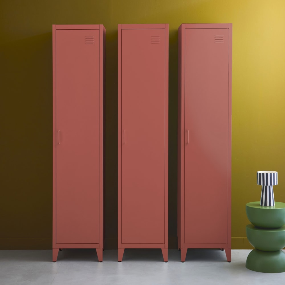 sweeek 3er-Set Schränke aus Stahl, terrakotta, 4 Ablagefächer style industrial ROT STAHL Junge