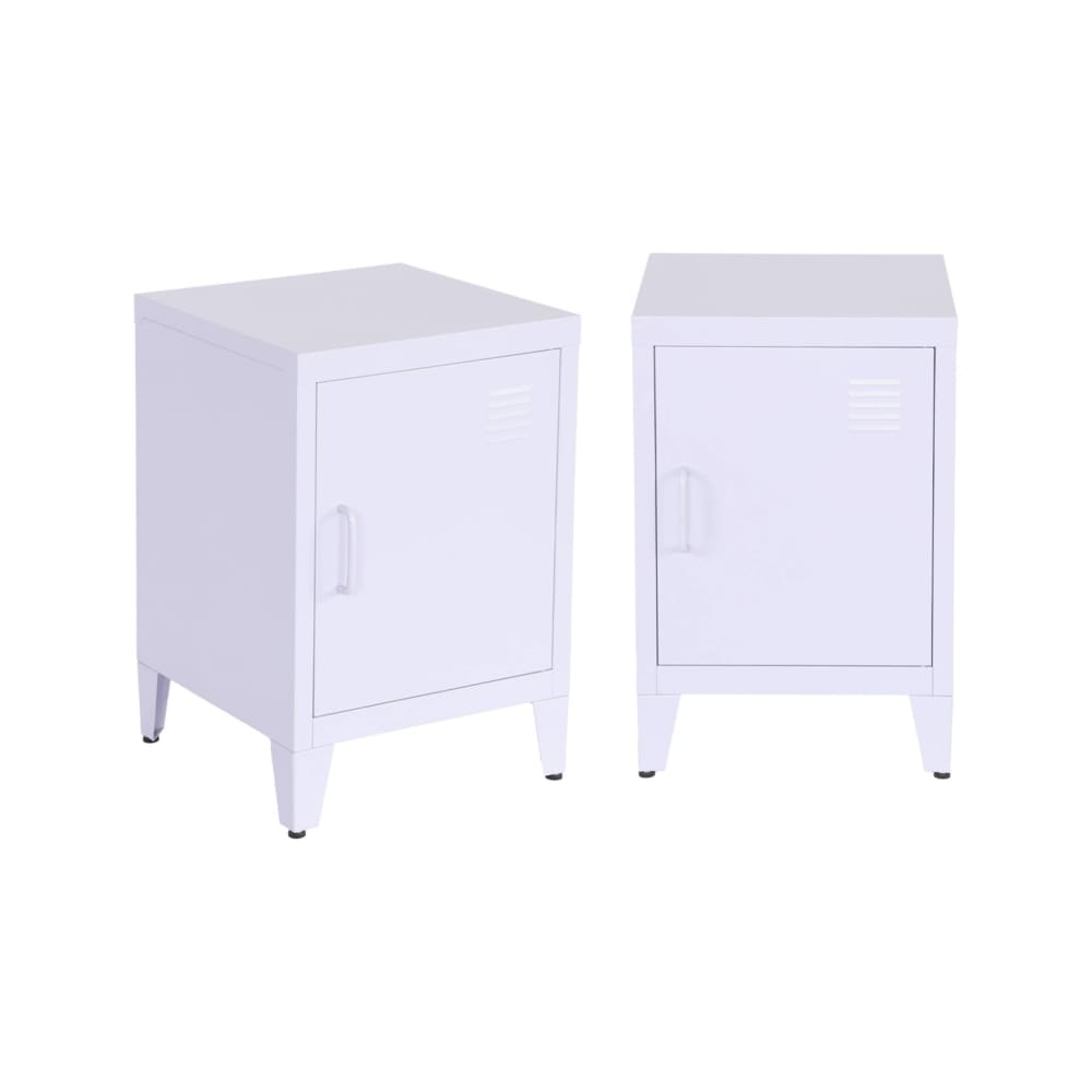 Lot de 2 tables de chevet en acier 1 porte, lilas