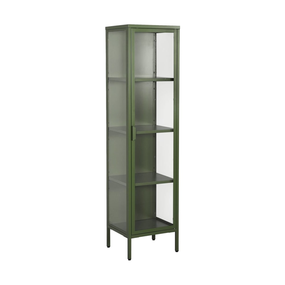 Schrank aus Stahl und Glas, 1 Tür, 160 cm, grün - Maisons Du