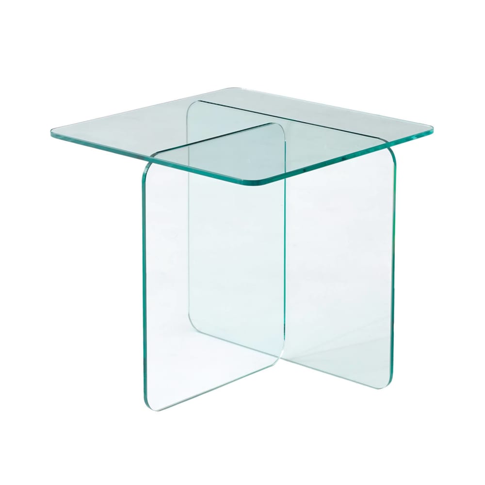 Table basse carrée verre trempé 50cm transparent