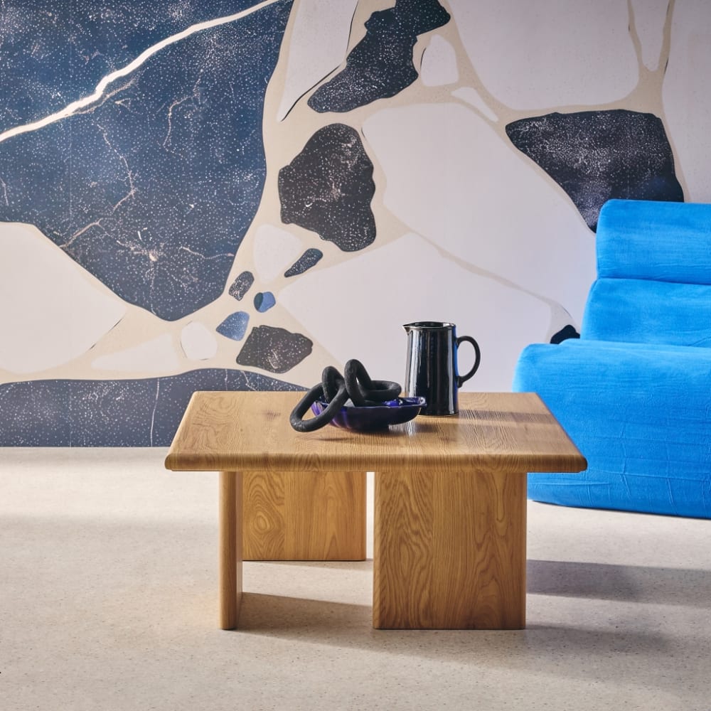 sweeek Quadratischer Couchtisch MDF mit Eichenlook style modern Braun Spanplatte