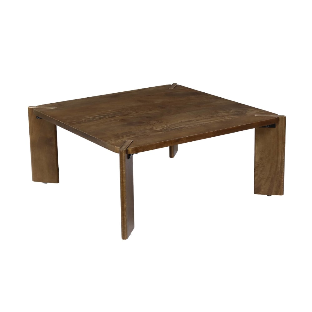 Table basse exotique carrée bois massif 80cm noyer