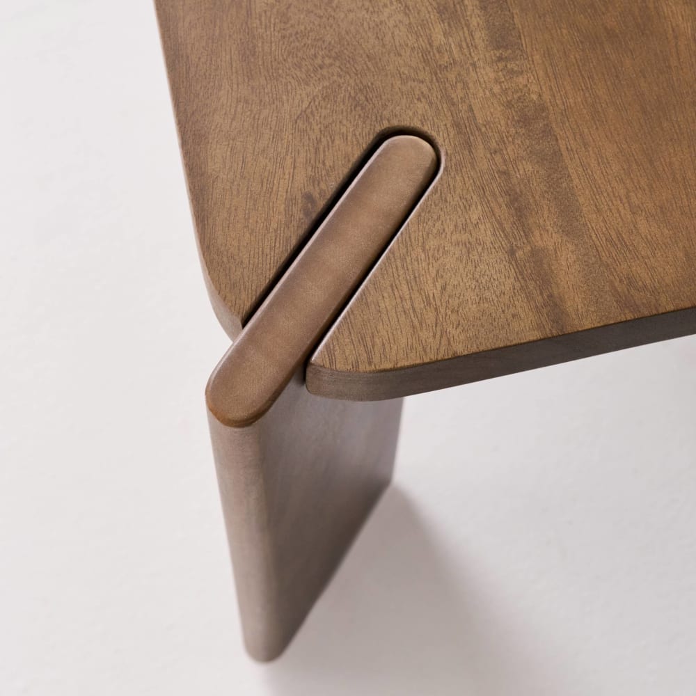 Table basse exotique carrée bois massif 80cm noyer
