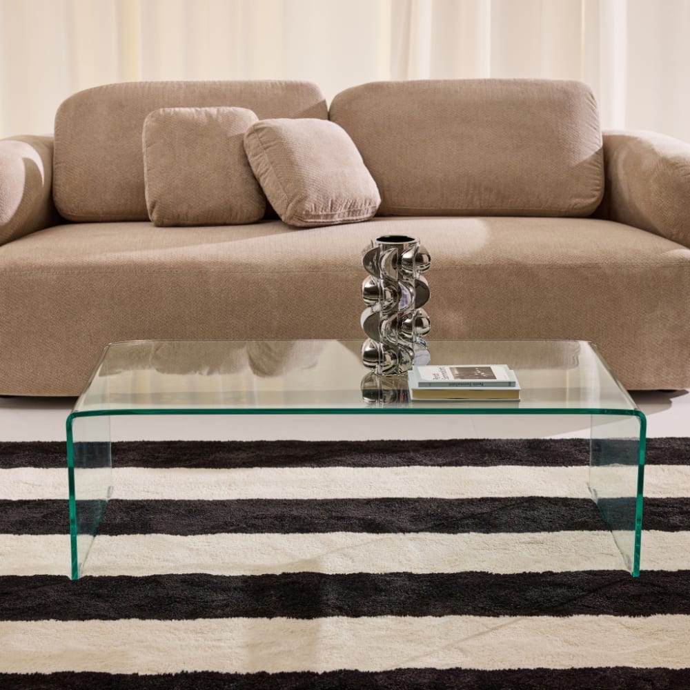 sweeek Rechteckiger Couchtisch aus gehärtetem Glas 110 cm transparent style modern - Glas