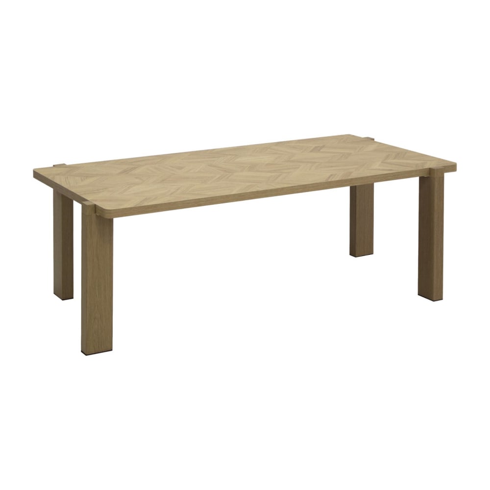 Table basse vintage décor bois naturel effet chevrons 120 cm