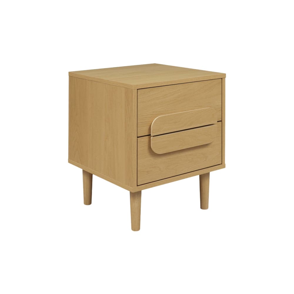 Table de chevet vintage décor bois de chêne 2 tiroirs