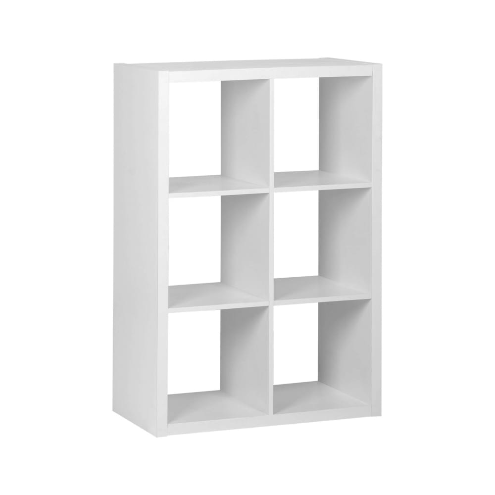 Bücherregal, 2 Ebenen 6 Stauräume, Holz-Optik weiß - Maisons Du