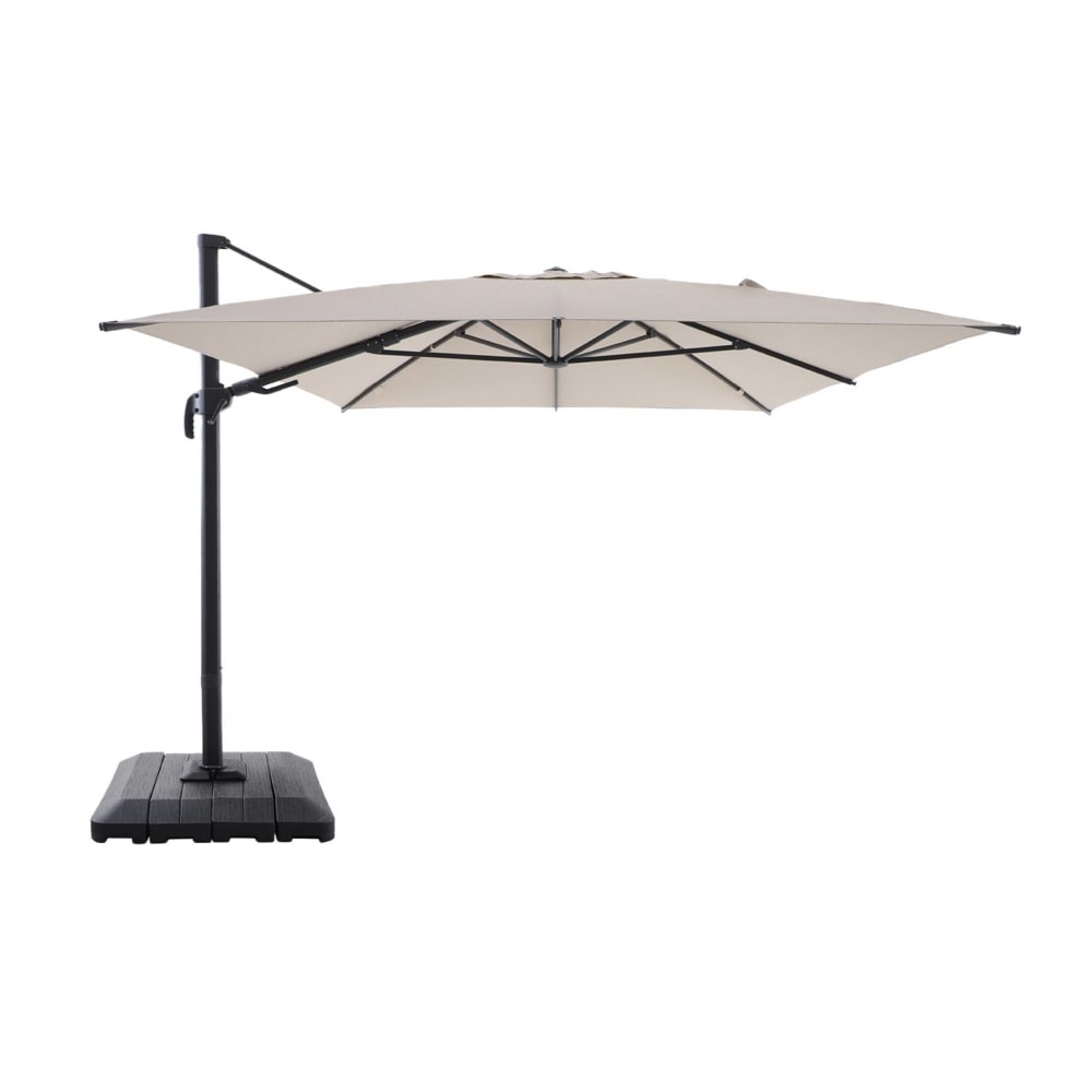 Parasol déporté 3x4m + housse + base beige