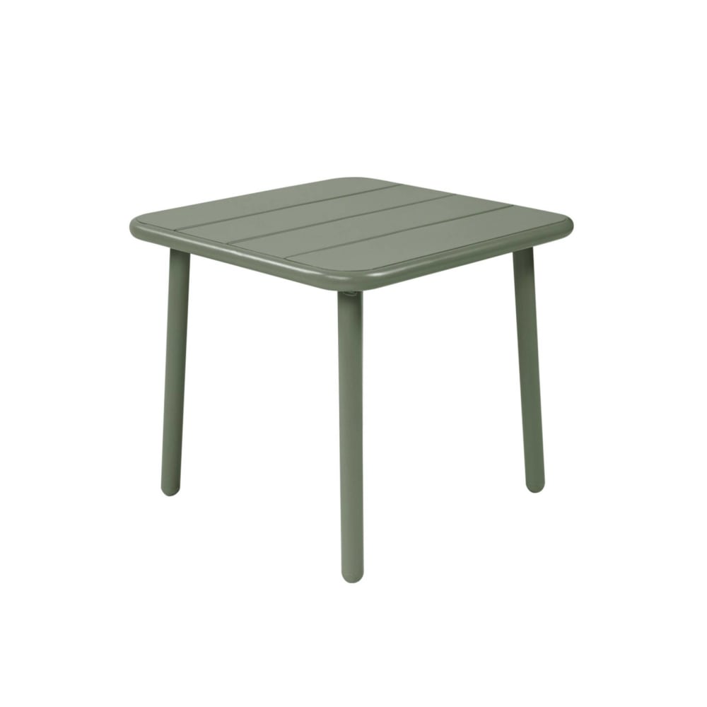 Table basse de jardin carrée acier 45cm kaki