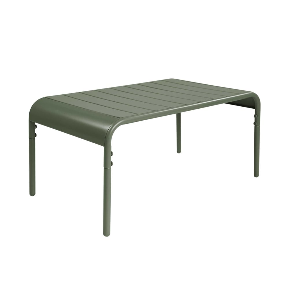 Table basse de jardin rectangulaire acier 90cm kaki