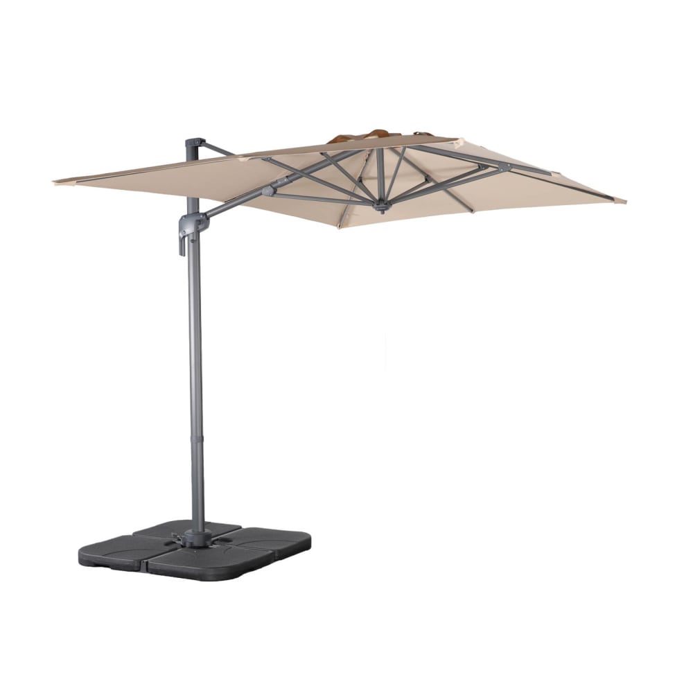 Parasol déporté rectangulaire 2x3m + dalles beige