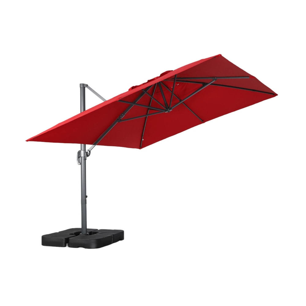 Parasol déporté 3x4m + base 50x50cm rouge