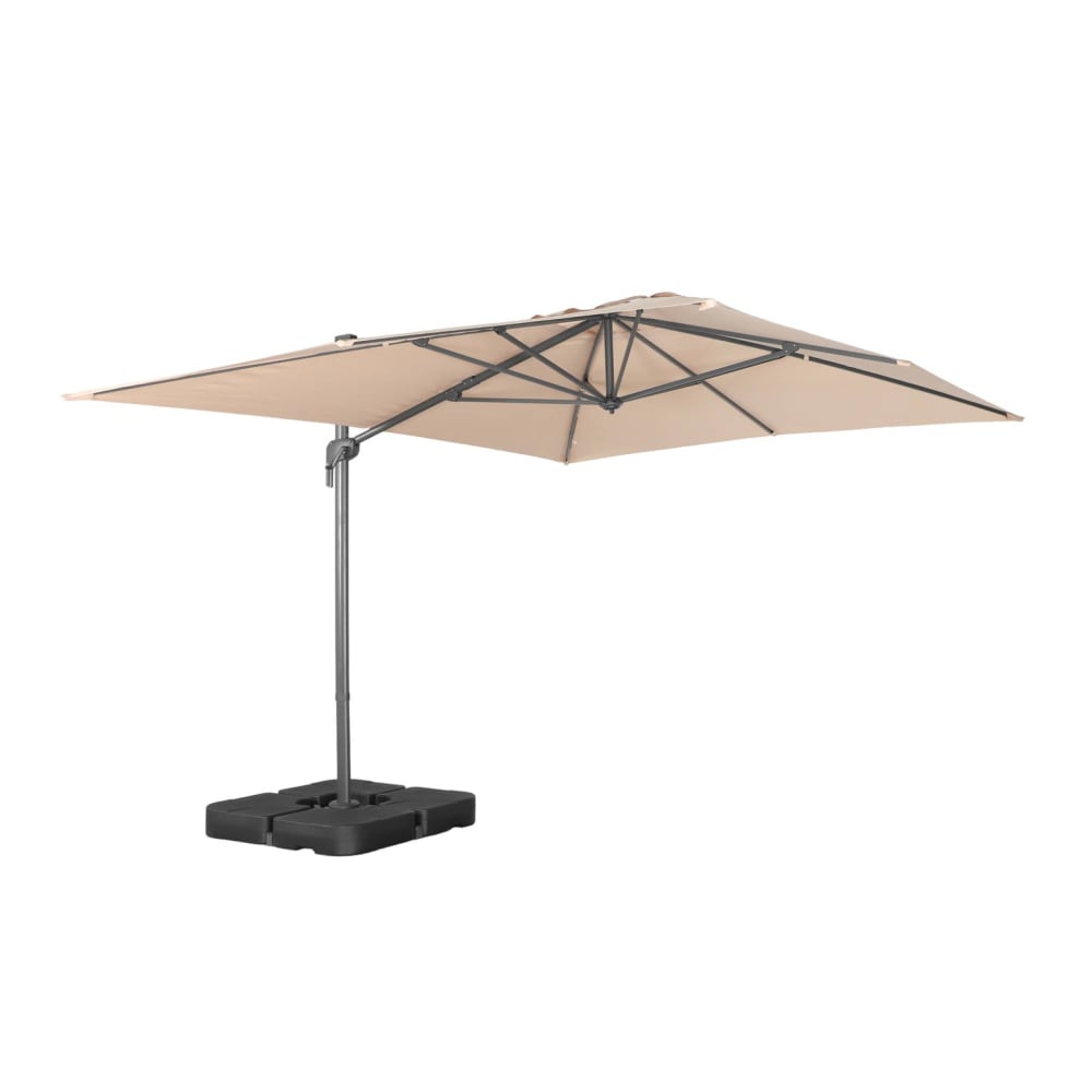 Parasol déporté rectangulaire 3x4m beige + dalles à lester 50x50cm